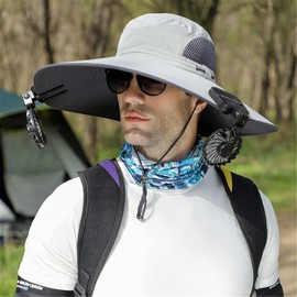 Peicees Super Wide Brim Sun Hat UPF 50+ UV Waterproof Fishing Hat for Men Women, Zstyle_light Gray, One Size