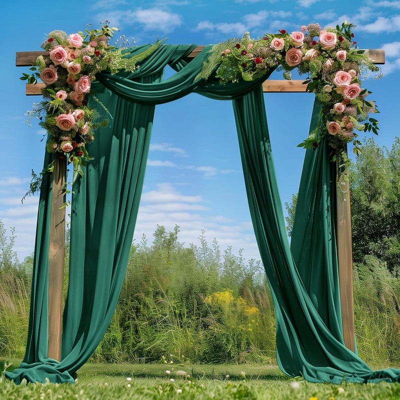 Loopiske Emerald Green Wedding Arch Draping Fabric 1 Panel 29"