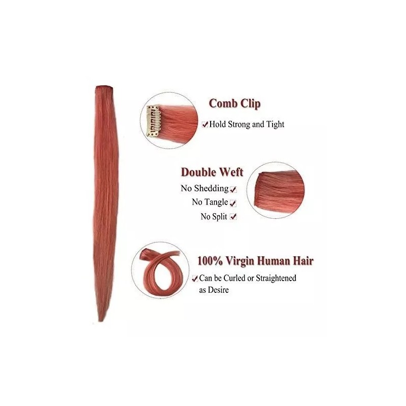 QNI-LMB Extensiones De Cabello Color Pink - Cabello 100% Natural