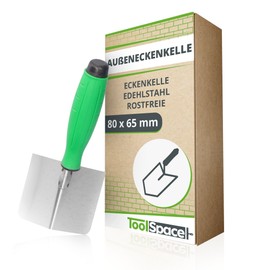 ToolSpace Outside Corner Trowel Rustproof 80 x 65 mm Corner Trowel Stainless Steel Drywall Outside Corners Trowel Corner Trowel Corner Spatula 90° Masonry Trowel Spatula Soft Grip Construction Plaster