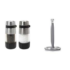 OXO Good Grips Salt and Pepper Grinder Set, Stainless Steel & Good Grips Steady Paper Towel Holder