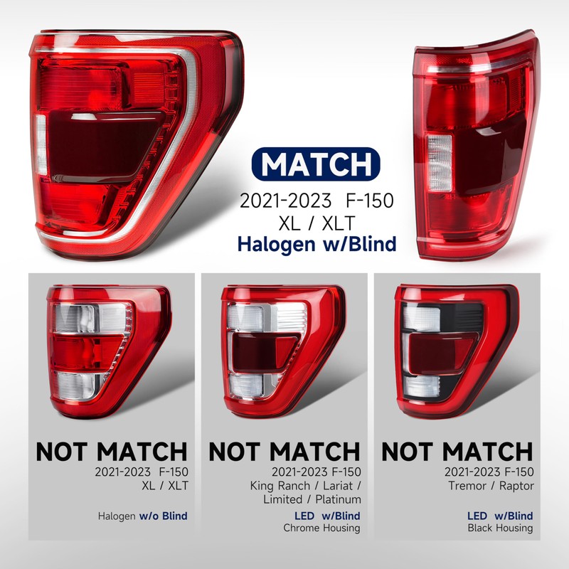 Tail Light Assembly Compatible with Ford F150 XL XLT 2021