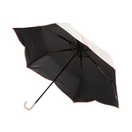 Francfranc Bi-Color Piping Folding Umbrella, 18.5 inches (47 cm), For Rain or Sun, white