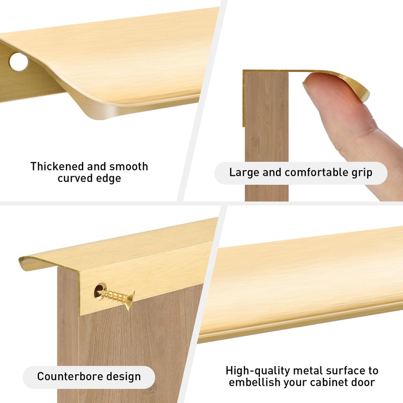 Vancoho 10 Pack Gold Finger Pulls for Cabinets, 6" Edge