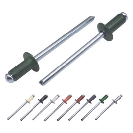 Pack of 100 Painted Blind Rivets 4.0 x 10 mm, Dome Head, DIN 7337, Aluminium Rivets and Steel Mandrel, Pop Rivets (100, Chrome Green RAL 6020)