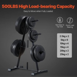 Standard 1-Inch Weight Plate Tree with 500 Lbs Load Capacity Bench and Rack Frame for Weight PlatesDefault: Default