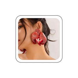 Wendalern Bohemian Flower Stud Earrings Big Butterfly Orchid Flower Earrings Large Flower Statement Earrings Artificial Floral Petal Earrings Exaggerated 3D Hawaii Flower Earrings Jewelry for Women