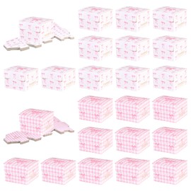 Glavatrix 50 Pieces Mini Pink Bow Party Favor Boxes Baby Shower Paper Treat Boxes Candy Cookies Gift Container for Coquette Bow Themed Birthday Bachelorette Wedding Bridal Shower,2.6 x 2.6 x 1.8Inch