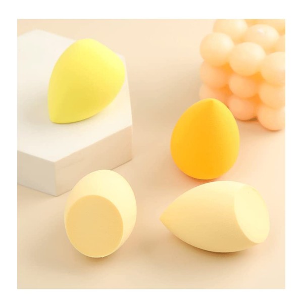 Facial Makeup Sponge, 4 Pack Foundation Blending Yellow Beauty Sponge,