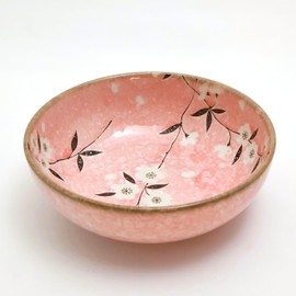 Soup Bowl Cereal Bowl Serving Bowl D6.8 inch, Japanese Mino-ware [Cherry Blossoms] Porcelain/Made in Japan (Pink)