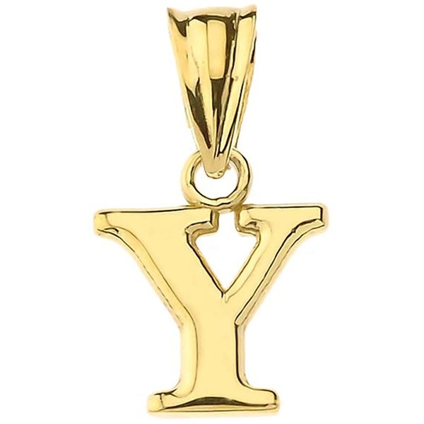 10K Yellow Gold Fine Mini Dangling Initial A-Z Charm 1/2"