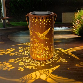 Cawabocy Solar Lanterns Garden Decor, Outdoor Waterproof Hanging Solar Lantern Lights Ornaments, Solar Decorations Gardening Gifts for Backyard Patio Table Yard Balcony Lawn Pathway (Hummingbird)