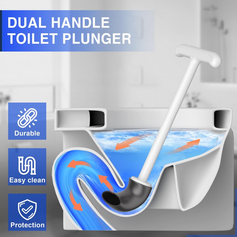 Cinola Upgraded Toilet Plunger with Holder, Wall Mounted Toilet Bowl