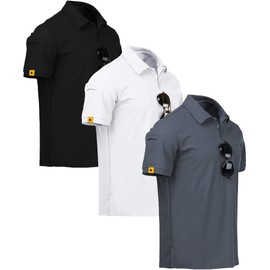V VALANCH Mens Polo Shirts Short Sleeve 3 Pack Golf Polos Sport Polo Polyester Collared Shirts