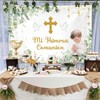 MEHOFOND Mi Primera Comunion Backdrop for Boy Baptism Christening Party