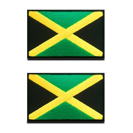 2 Packs Jamaica Flag Patch Patches, Tactical Embroidery Jamaican Patch with Hook and Loop Backing for Hats, Tactical Backpack, Jackets, Jean, Clothes Team Military Uniform Applique Emblem