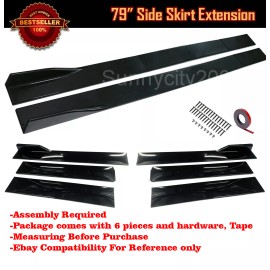 SDeelCase 79" Gloss Black Side Skirt Splitter Flat Under Body Extension Lip For Nissan...