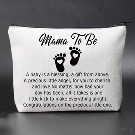 JNIAP Mama To Be Cosmetic Bag First Time Mommy New Mom Gift Pregnancy Announcement Makeup Bag Toiletry Zipper Pouch