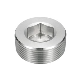 sourcing map 1Pcs Male Thread Socket Pipe Plug, NPT 1-1/2" Stainless Steel Internal Hex Thread Pipe Caps for Pipe Fitting and Sealing, Silver
