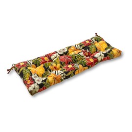 South Pine Porch AM5812-ALOHA-BLACK Aloha Black Floral 51-inch Outdoor Bench Cushion, 51x18