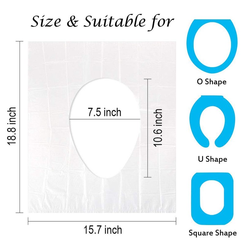 50 Pack Disposable Plastic Toilet Seat Cover Non Slip Individually
