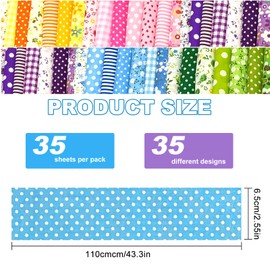 Sewed Patchwork Fabric, 35PCS DIY Cotton Soft 6.5cm*110cm Breathable Printed Floral Patchwork Fabrics for Manual Work DIY Handmade
