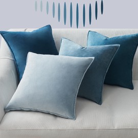 Topfinel Cushion Cover 45 x 45 cm, Set of 4, Blue Velvet Colour Gradient Cushion Covers, Decorative Cushion Cover Decorative Cushion Cover for Sofa, Bedroom, Living Room, Balcony,