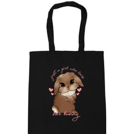 Hippowarehouse Just a girl who loves her rabbit bunny mini lop - Brown Tote Shopping Gym Beach Bag 42cm x38cm, 10 litres