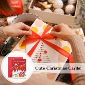 Single Christmas Cards, Merry Christmas Card 1PCS, Christmas Cards with Envelopes, Stocking Stuffers for Her Him, Xmas Card, Holiday Cards with Envelopes, Blank Christmas Cards, Santa Card 1PCS