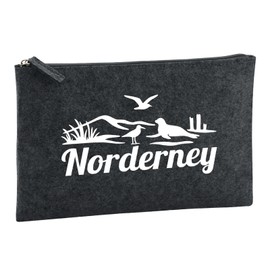 Huuraa Kulturbeutel Norderney Strandmotiv Geschenk 1 Liter Charcoal Filz Norderney Geschenkidee