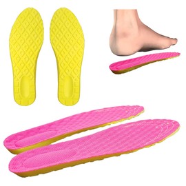 Everyday Memory Foam Insoles Ergonomic Shock Absorbing Orthotic Shock Absorbing Shock Absorbing Insoles for Men and Women (3-7) Fuchsia