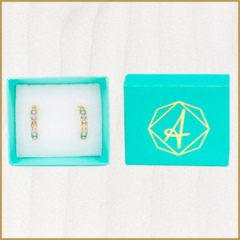 Aretes | Aretes Arracadas para mujer con Zirconias color pastel en Chapa de Oro | Joyeria para mujer | Regalos para mujer | Aretes Mujer | Aretes de oro (Chapa de oro de 18k) | Aleah Jewelry