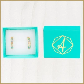 Aretes | Aretes Arracadas para mujer con Zirconias color pastel en Chapa de Oro | Joyeria para mujer | Regalos para mujer | Aretes Mujer | Aretes de oro (Chapa de oro de 18k) | Aleah Jewelry