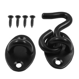 Zorveiio 2Pcs 2 Inch Black Privacy Hook and Eye Latch,Stainless Steel Barn Door Eye Latch Hook Lock with Mounting Screws,Cabin Hook Eye Latch for Gate Door Swivel Window