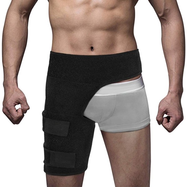 Zerone Hip Brace And Groin Support Compression Wrap Adjustable Groin Brace Wrap for Sciatica Pain Relief Thigh Hamstring Quadriceps Injuries Hip Arthritis Joint Pain Hip Flexor Pulled Muscles