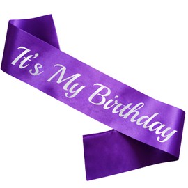 LXYXUUN It's My Birthday Sash Purple, Silver Foil Birthday Sash for Women or Girl 16th 18th 21st 30th Bday Sash Gift Ideas Funny Birthday Party Decorations