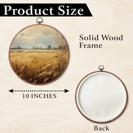 Ebned 10" Vintage Round Canvas Wall Art Decor - Vintage Autumn Rice field harvest, Autumn Harvest Style – Great for Living Rooms, Kitchens,And Homes Decorate Or As A Gift - A11