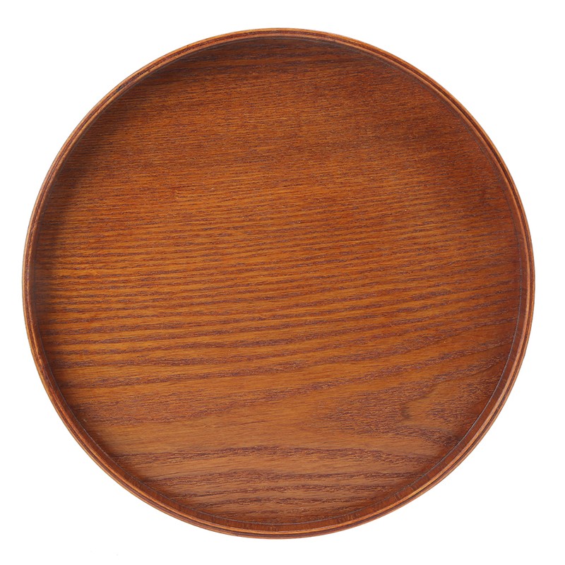 Wooden Round Tea Cup Tray Coffee Plates Holder Serving Tray