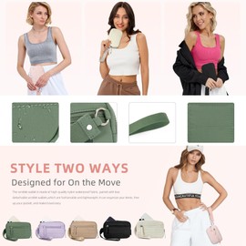 Quilted Wristlet Wallets for Women, Nylon Keychain Wallet Women Wristlet, With Three Zippers and Transparent ID Window (Green)