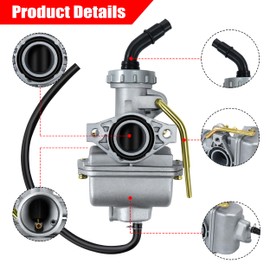 Tunejoy Carburettor 20 mm for 4 Stroke Engines 50cc 70cc 90cc 110cc 125cc PZ20 Carburetor with Manual Valve for ATV Dirt Bikes Pit Bikes Pocket Bikes Mopeds Motocross Quad