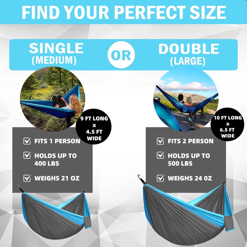 HAZBEN Portable Camping Hammock Tree Straps Hammock Perfect for Outdoor