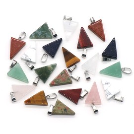 LE SKY 20 colgantes de piedra natural en forma de triángulo, piedras de ágata de vidrio curativo surtidas, para hacer joyas, collares, aretes, no conocido