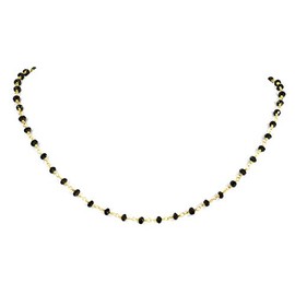 Spyglass Designs 14k Gold Filled Black Spinel Necklace Faceted Beaded Goldtone Chain, 18"