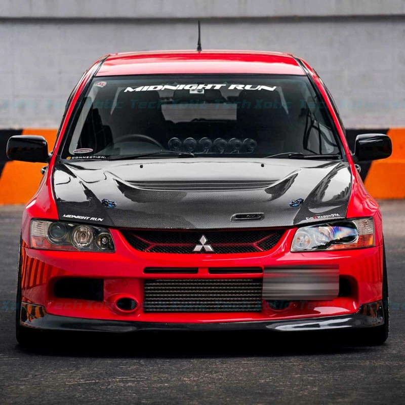 XoticTech Fit Mitsubishi Lancer Black Front Bumper Tow Hook License