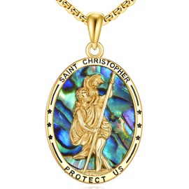 Grmdit St Christopher Necklace Mens 925 Sterling Silver Christopher Pendant Necklace for Men St Christopher Medal Jewelry Gifts
