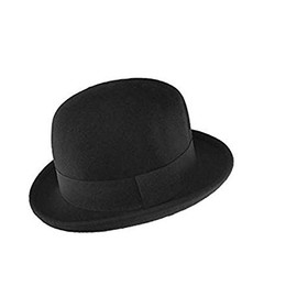 MAZ 100% Wool Felt Soft Crushable Bowler Hat (Satin Lined) in Black - 4 Sizes (56cm)