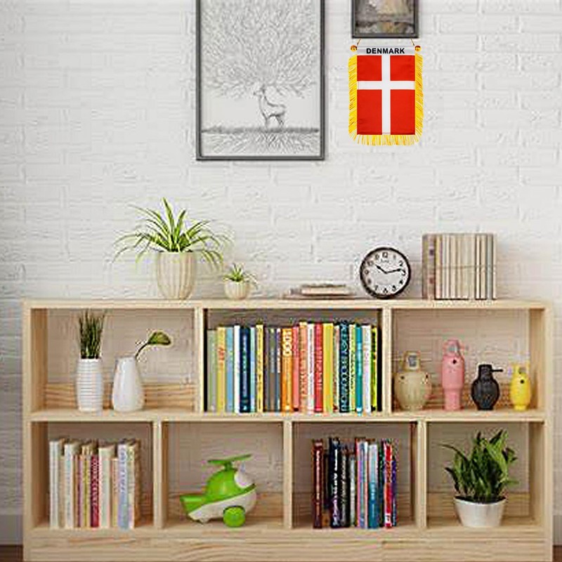 Denmark Hanging Flag with Suction Cup 4x6 Inch - Double