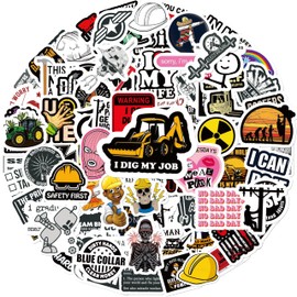 100 Pcs Hard Hat Stickers, Funny Hard Hat Stickers Waterproof Vinyl for Helmet, Cars, Tool Box, Phone, Water Bottle, Luggage, Laptop, Adults Men Women