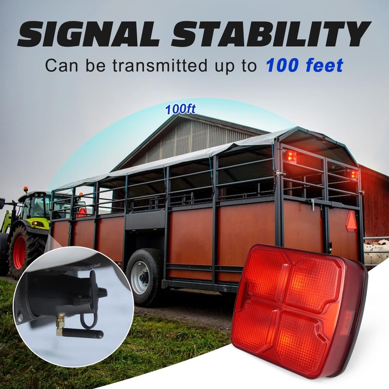 Agrieyes Wireless Trailer Lights Kit for Towing Truck, Rechargeable LED