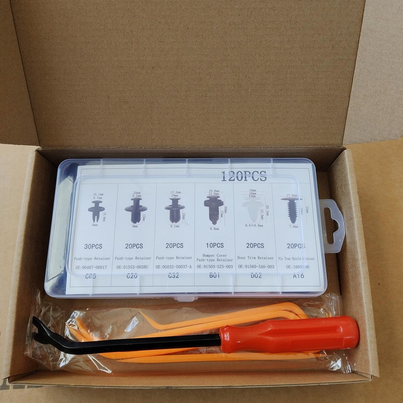 125-Piece Universal Car Fastener Kit - Push Retainer Clips Set